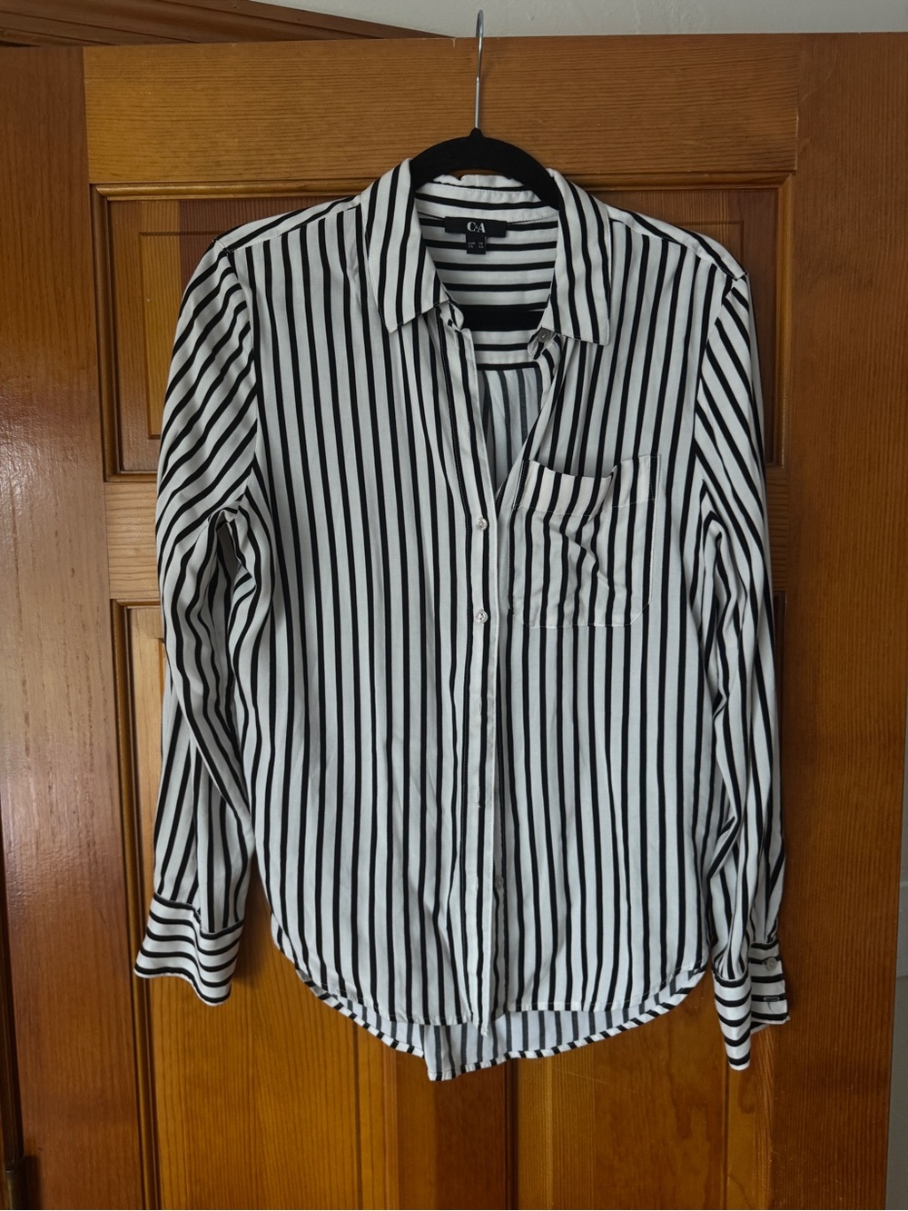 Black & White Striped Button-Up Shirt